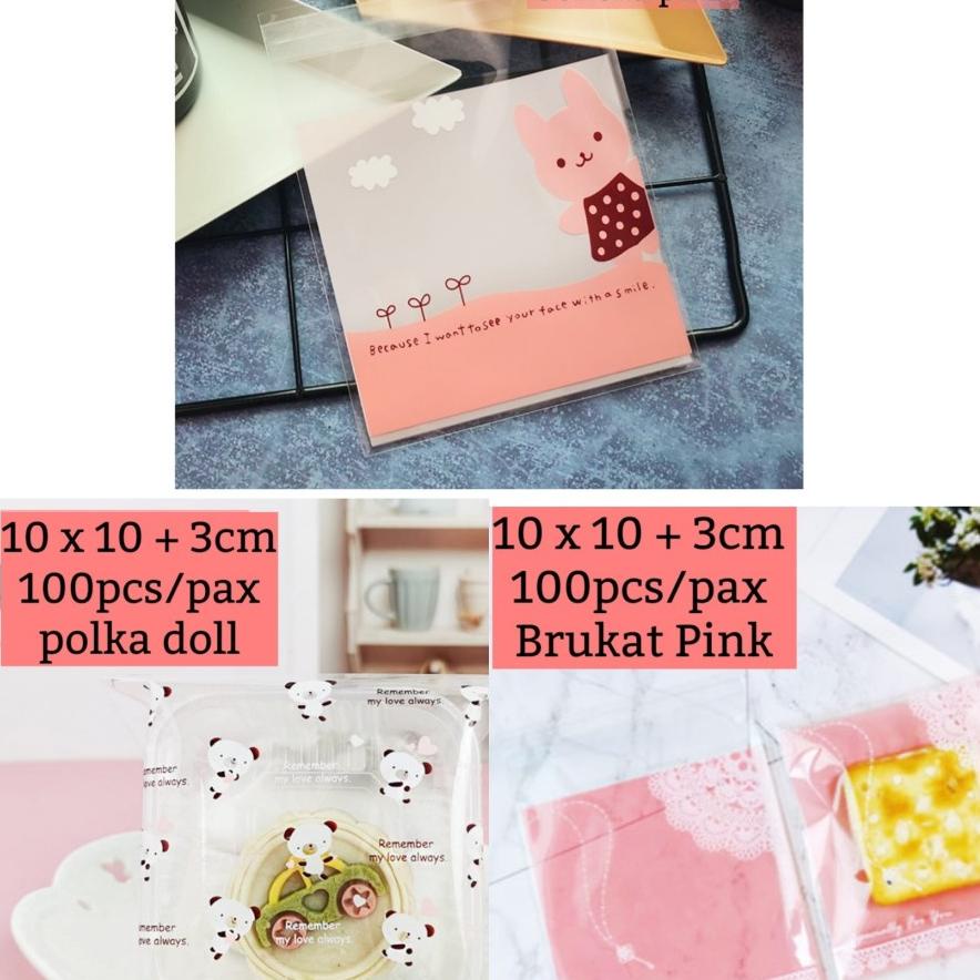 

[KODE PRODUK AMRKM5141] 100PCS Packing cookies lucu 10x10 kemasan kue lucu unik goddie bag plastik cookies