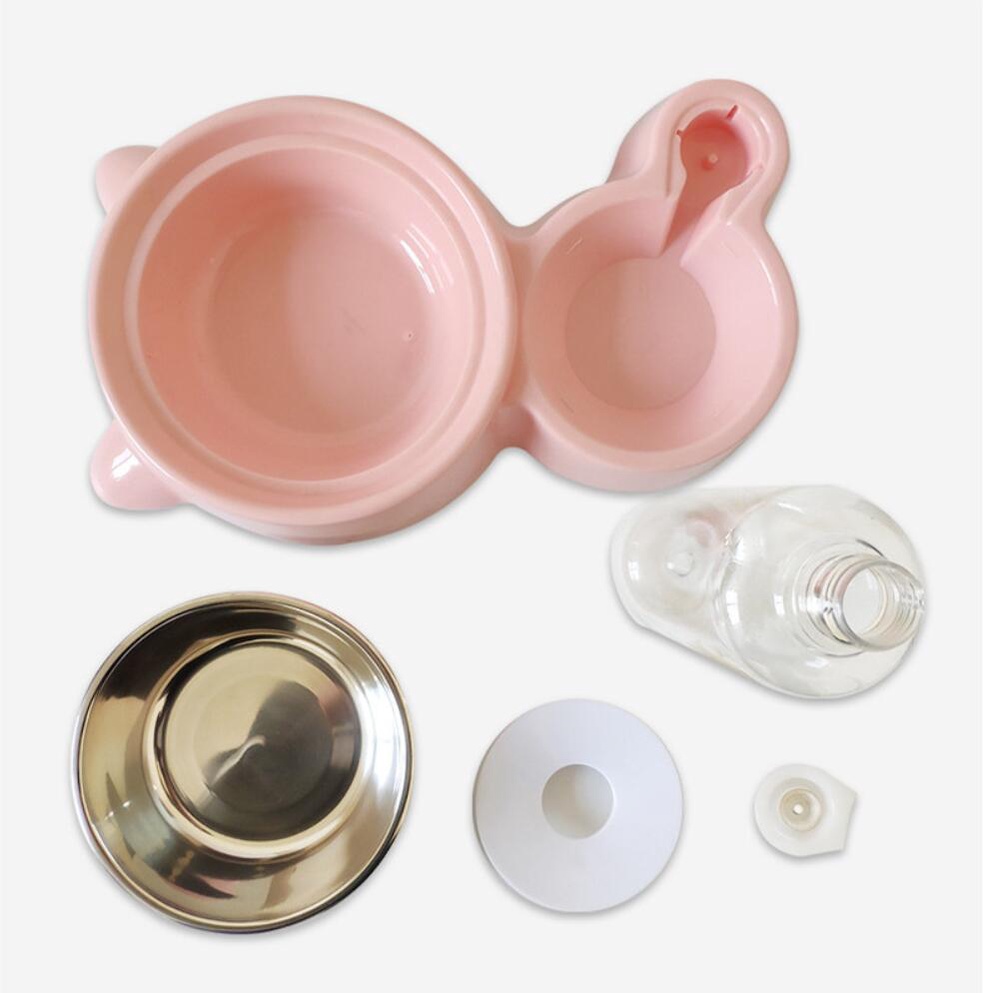 Hugopet Tempat Makan Minum Kucing Anjing Tempat Makan Hewan Otomatis 2 in 1 mangkuk Stainless Steel Auto Water Feeder Dispenser  Pet Feeder Plate