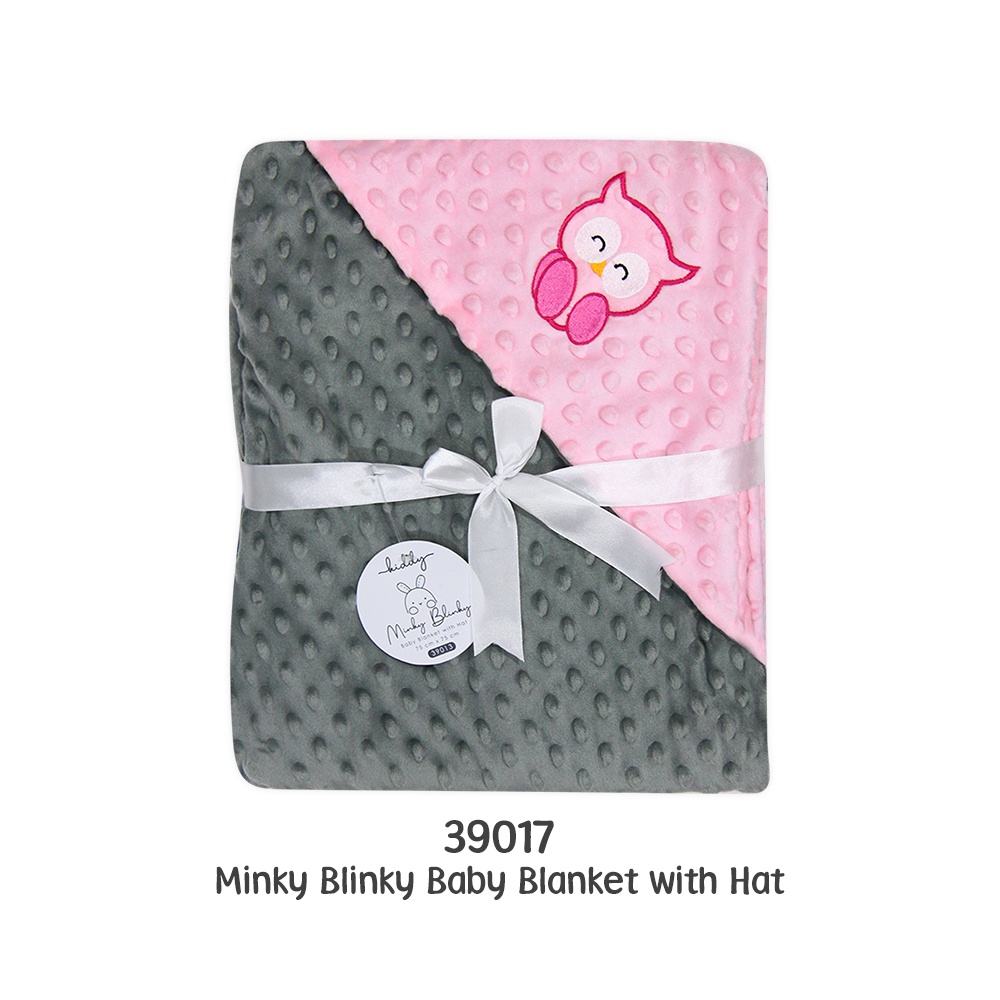 Kiddy Selimut Bayi Topi / Bedong Bayi Topi / Minky Blinky Baby Blanket With Hat