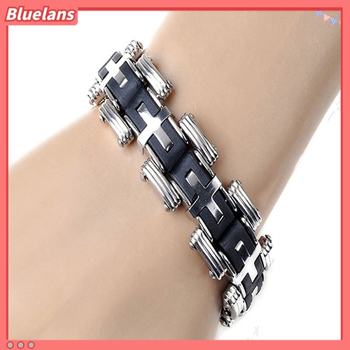 Gelang Bahan Stainless Steel Silikon Gaya Punk Untuk Pria