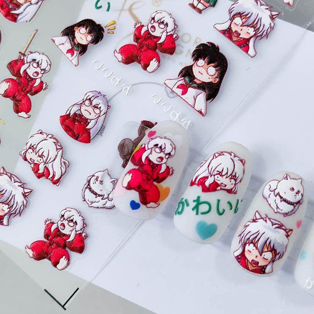 Needway   Kartun Stiker Kuku Lucu Fashion Babi Inuyasha Manicure Aksesoris Beruang Nail Art Dekorasi