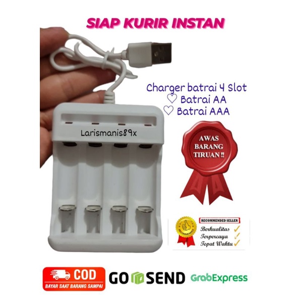 Charger Destop Baterai AAA Dan AA Warna Putih USB 4 slot / Charger Baterau Desktop AAA dan AA 4