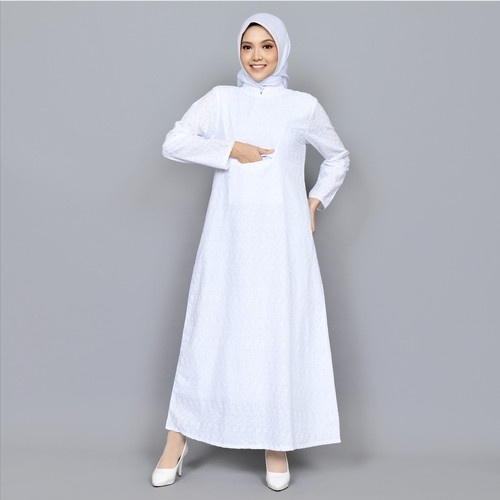 baju ihrom gamis wanita haji umroh kantong depan plus bargo sarung tangan kantong batu