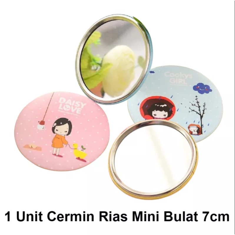 BIOMASK - Cermin Kaca Makeup Mini Bulat Karakter Cermin Dandan Souvenir Nikah - RANDOM