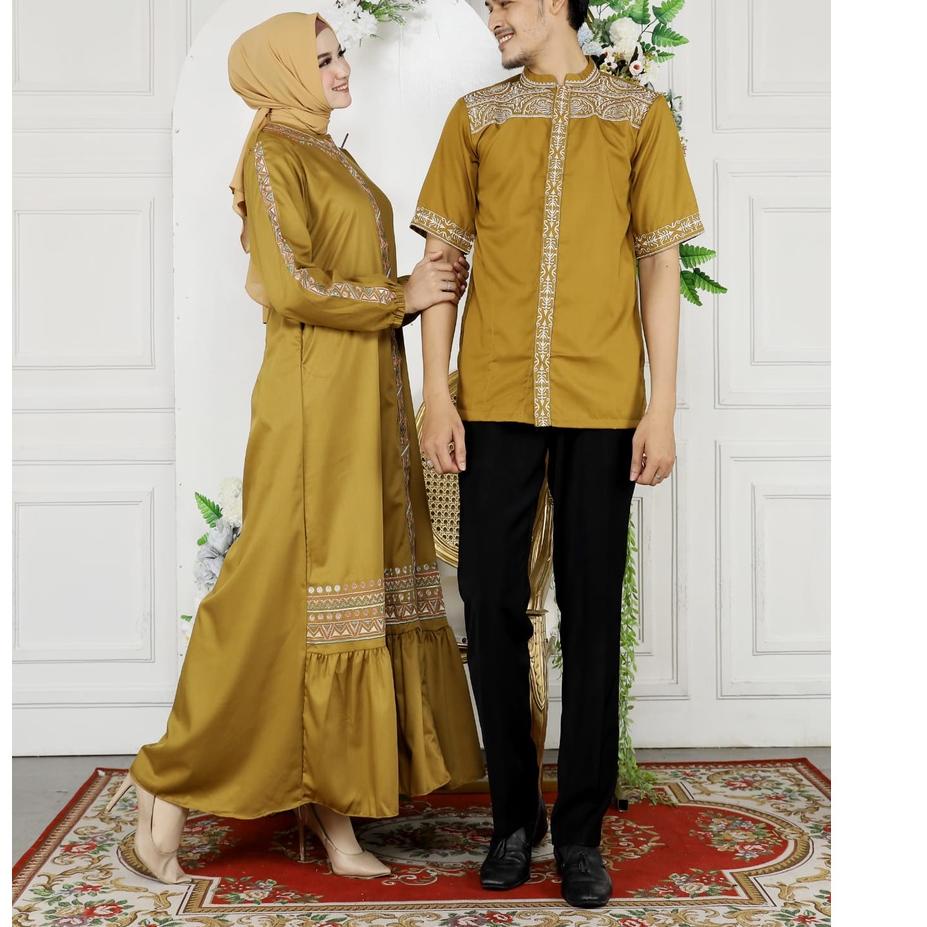 New Stock Gamis Couple Raradisa Pasangan Terbaru Kekiniian//Gamis Couple Toyobo Bordir Mix Payed Swa
