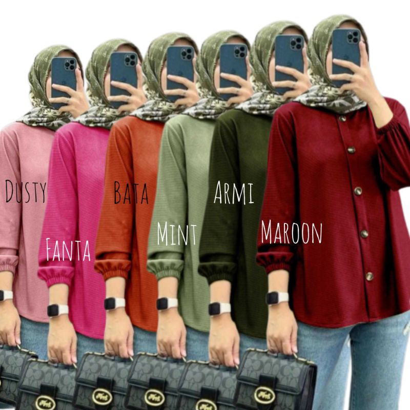 blouse crinkle atasan wanita polos basic