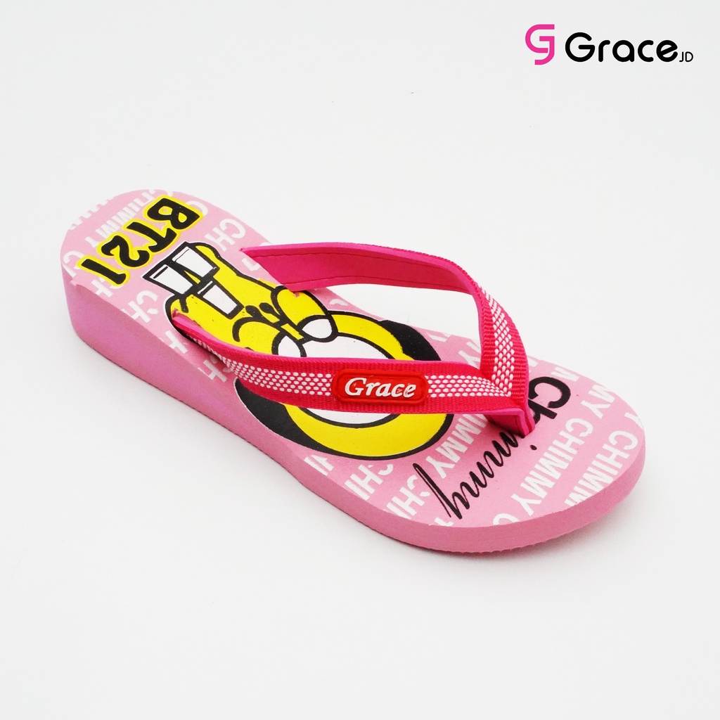 GRACE(WEDGES BT CHIMMY Edition)/ Sandal jepit wedges simple wanita BT size 34-38