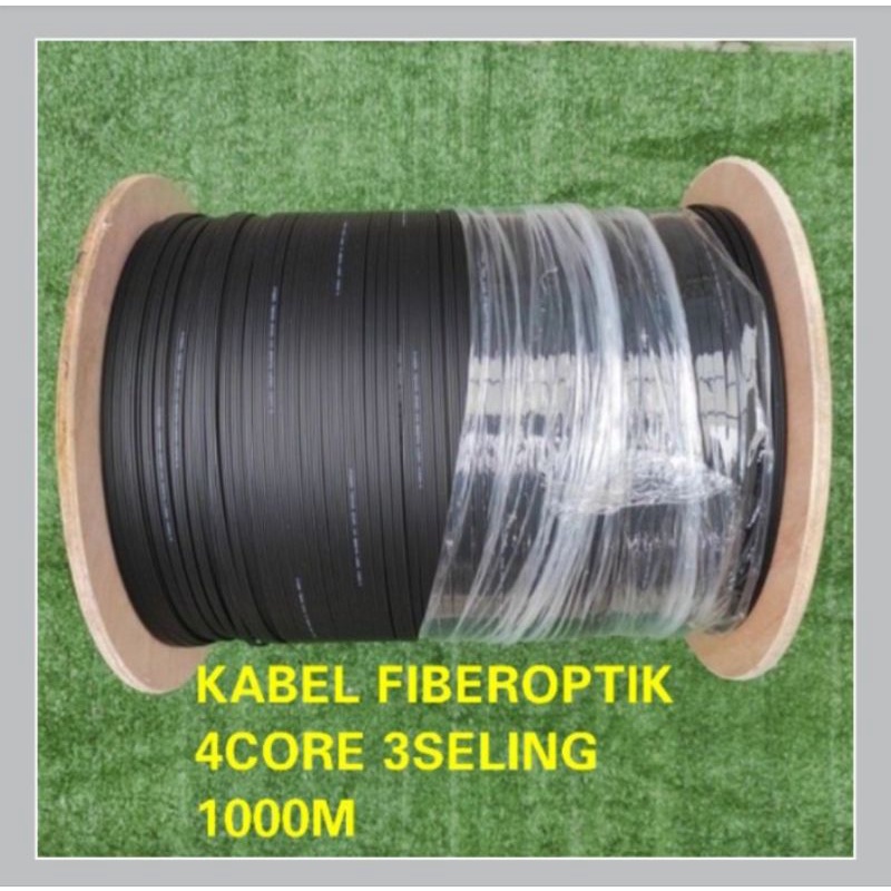Kabel FO 4CORE 1000 M Drop Wire Optik 1 ROLL 3 SLING DW FO FTTH 4 cor
