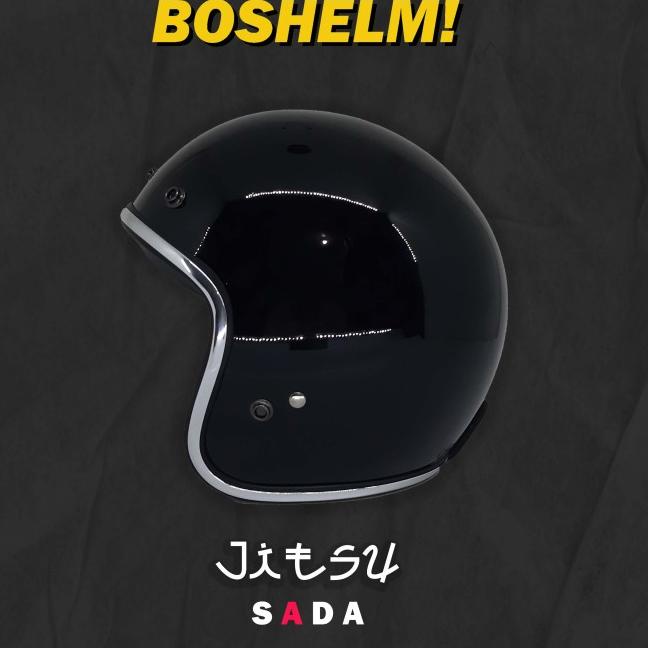 Ready Stok VQO Helm Retro Bogo Sada Jitsu Hitam Doff Helm Bogo Helm List Chrome - HELMET ONLY ✥  →
