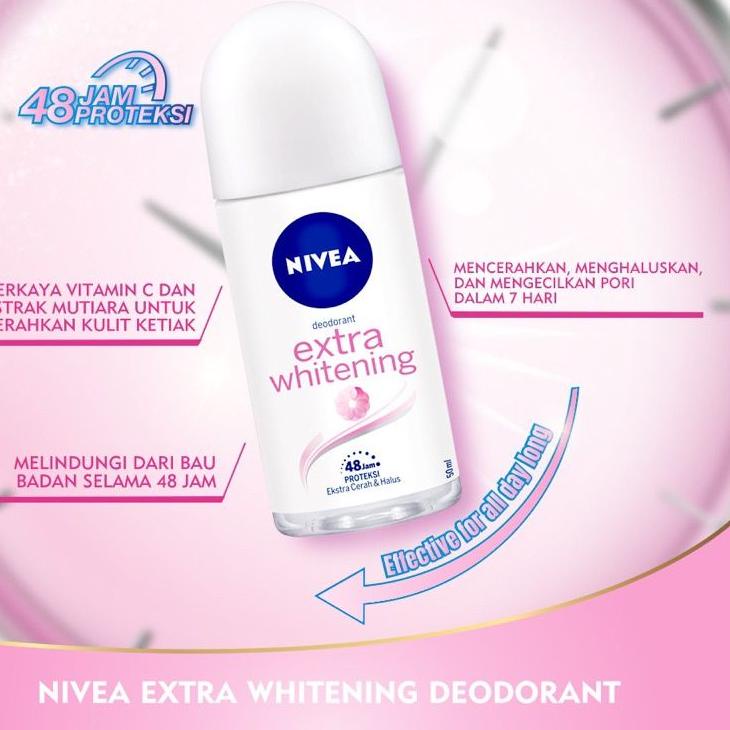 Ready--NIVEA EXTRA WHITENING / PEARL AND BEAUTY DEODORANT 50ML