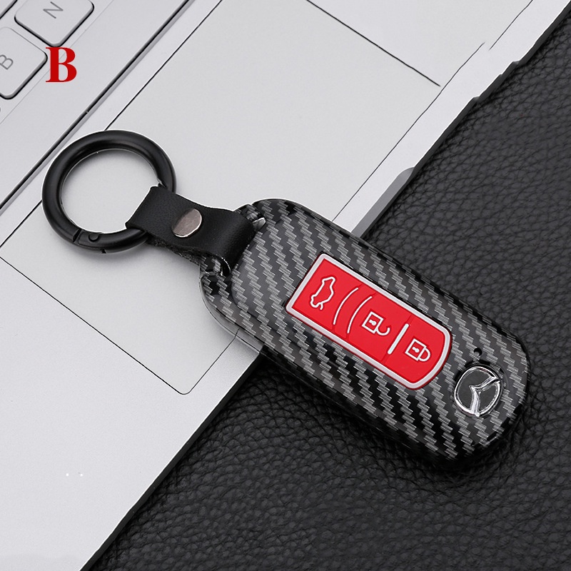 Cover Kunci Mobil Mazda Carbon Fiber Car Key Cover Case Cocok Untuk Aksesoris Mazda 2 3 5 6 2017 Cx-4 Cx-5 Cx-7 Cx-9 Cx-3 Cx 5 2 Tombol