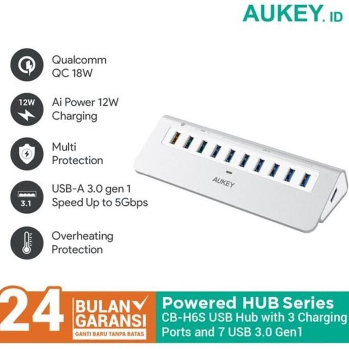 HUB AUKEY CB-H6S 3 CHARGING PORTS & 7 USB 3.0 - 500975 DFG564ETG