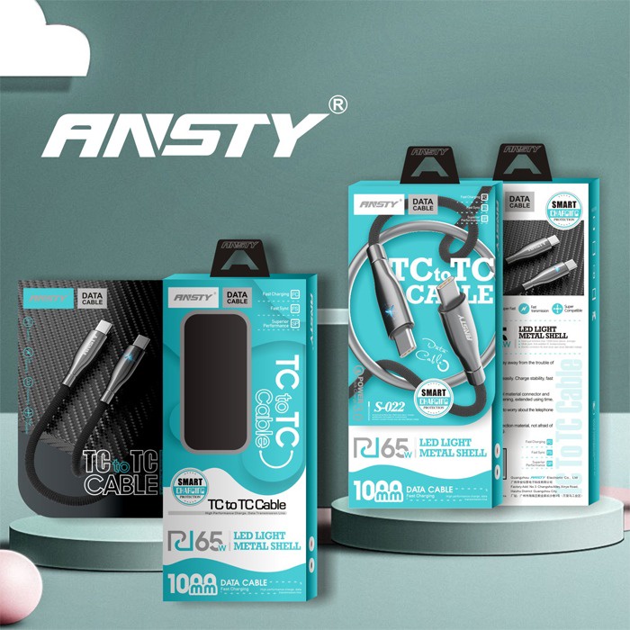 ANSTY S-022 KABEL DATA 65W SUPER FAST CHARGING LED TIPE C TO TIPE C