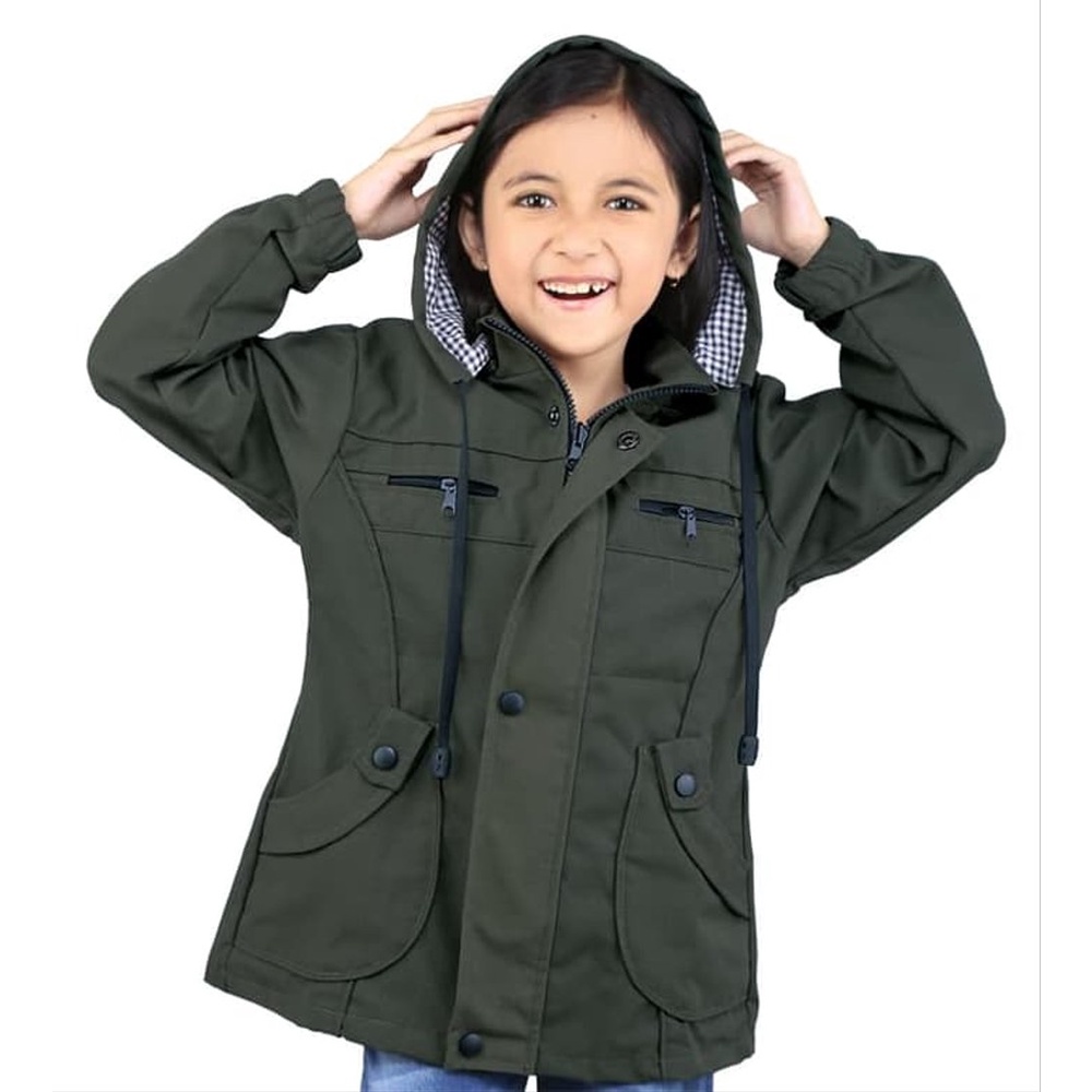 Parka anak warna merah - Jaket parka anak wanita ukuran anak 6 - 13 tahun