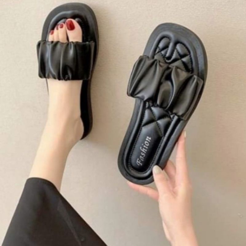 Sandal Slop Wanita Korea | Sandal Santai Untuk Di Dalam Rumah