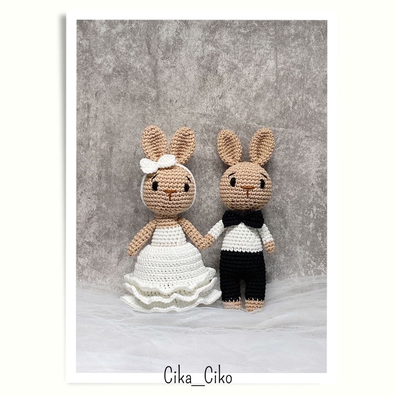 Boneka couple_boneka rajut_boneka wedding_boneka amigurumi_kado wedding_boneka hewan_gift_kado unik