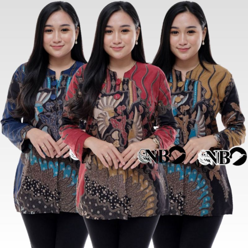 ATASAN BATIK WANITA KERJA KANTOR KANCING DEPAN