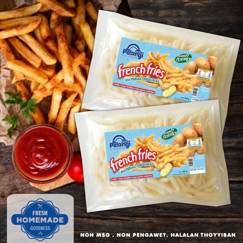 

French fries original dan garlic pelangi 800 gram