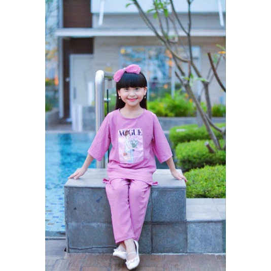 Baju Setelan Oneset Oversize Crinkle Anak Perempuan Cewek Bobokids Kekinian Viral Usia 5 6 7 8 Tahun