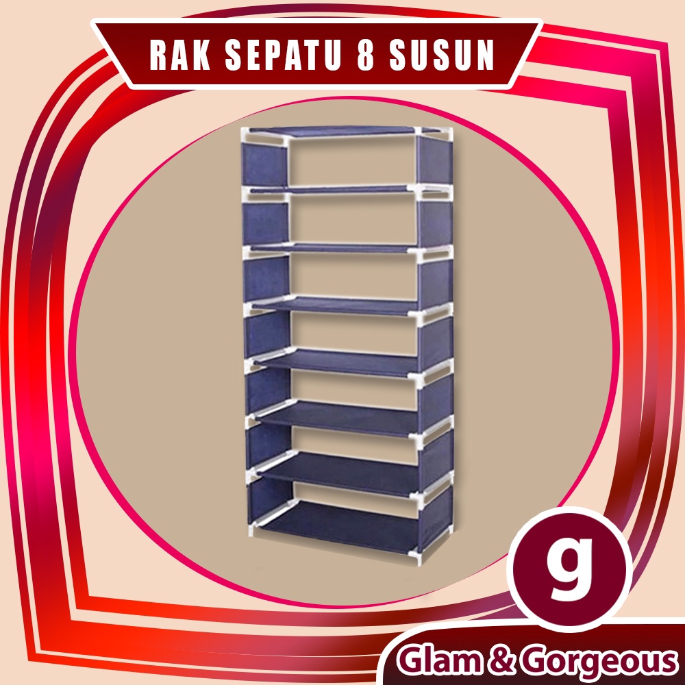 Rak Sepatu Sandal 8 Susun 7 ruang Terbuka Shoes Rack Cabinet Storage RS017