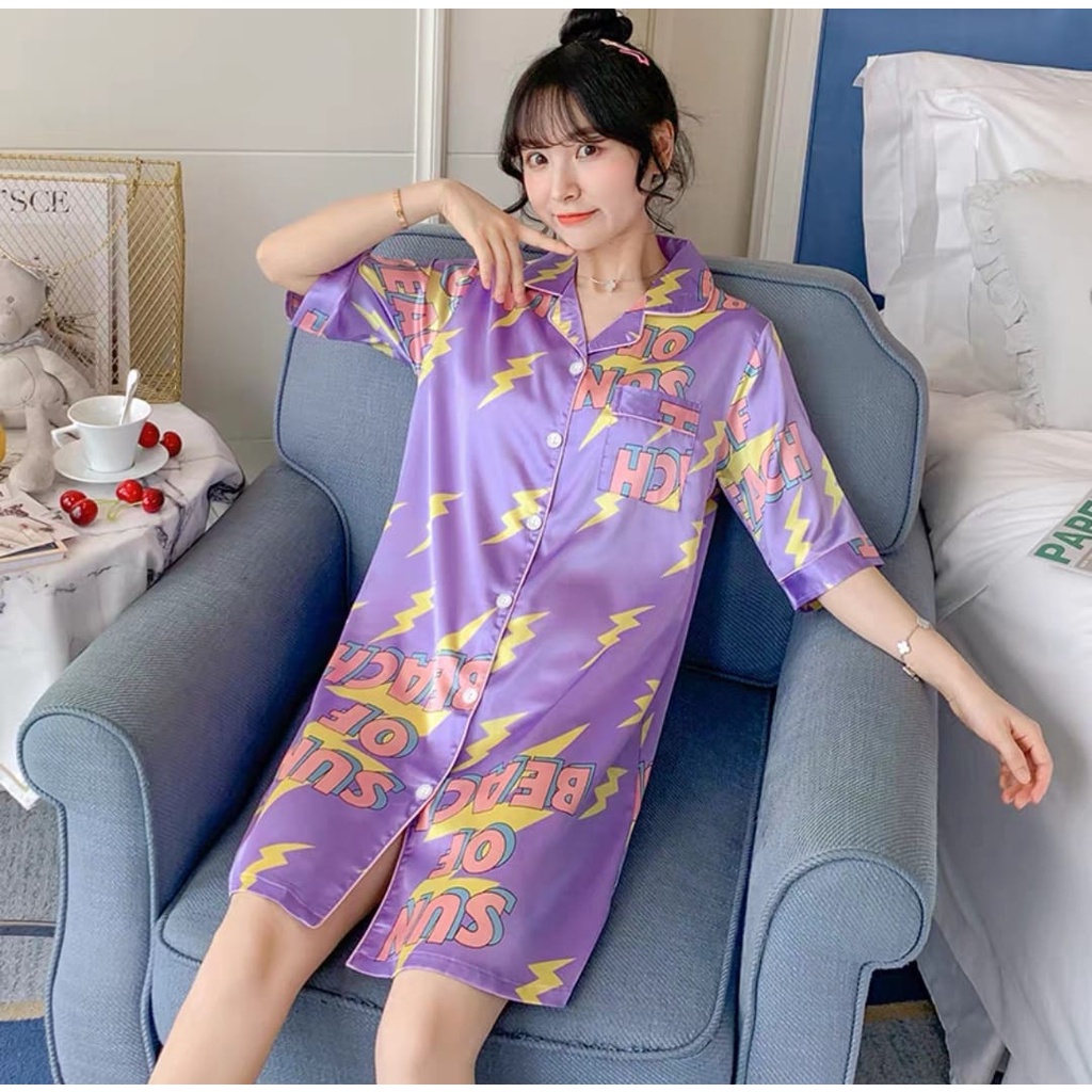 TELLY ➡️ 327 Daster Satin Import Premium Baju Tidur Wanita