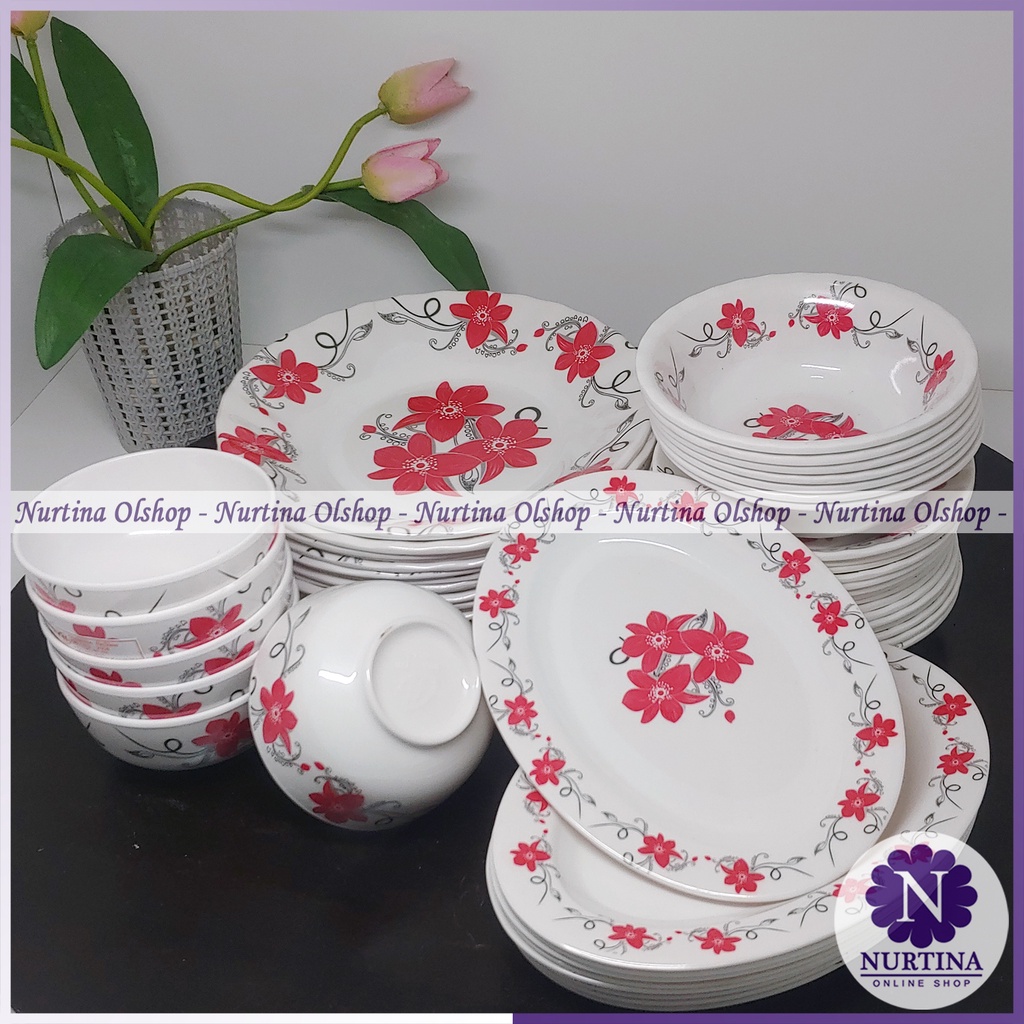 ( Isi 15 Pcs ) Set Peralatan Makan Melamin Original - Party Set Alat Makan Lengkap