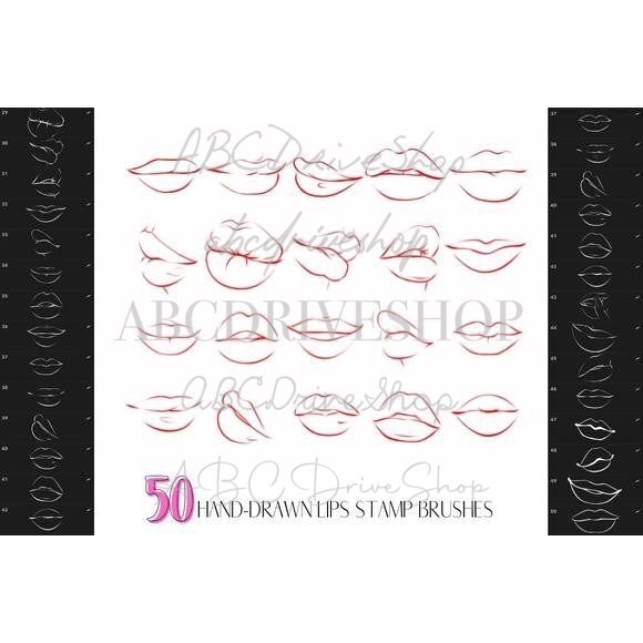 Procreate Brush - Hand-Drawn Lips Stamp Brushes