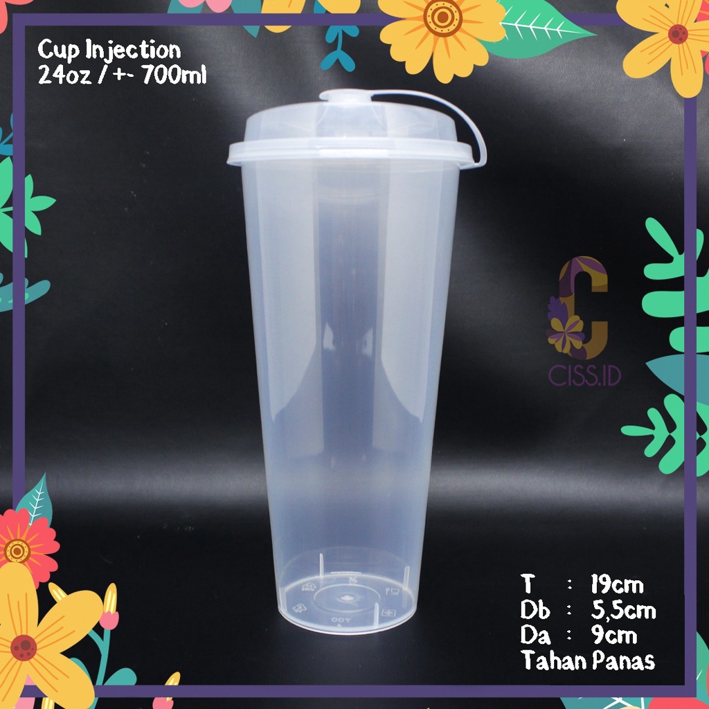 GELAS PLASTIK CUP INJECTION 24OZ 700ML VICTORY SATUAN INCLUDE TUTUP TAHAN PANAS FOODGRADE MURAH CUP 