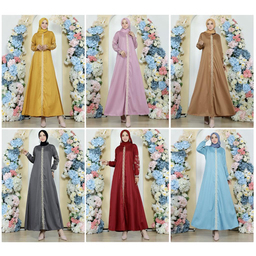 Gamis Katun Toyobo Bordir Premium//Gamis madina jumbo model terbaru!!