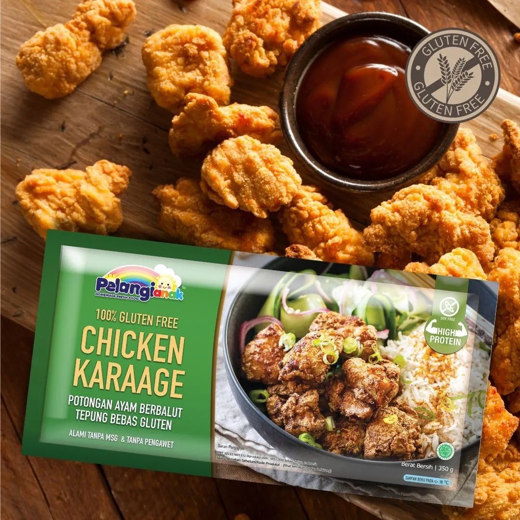 

Chicken Karaagee Gluten Free Halal Non MSG Pengawet - Olahan Ayam Sehat Pelangi Frozenfood kemasan 350gr