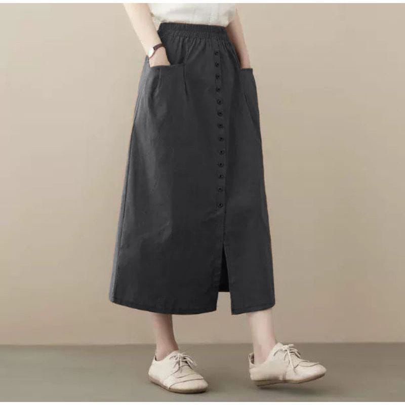 DEVAN SKIRT | ROK KANCING PANJANG WANITA BAHAN KATUN SIGARET