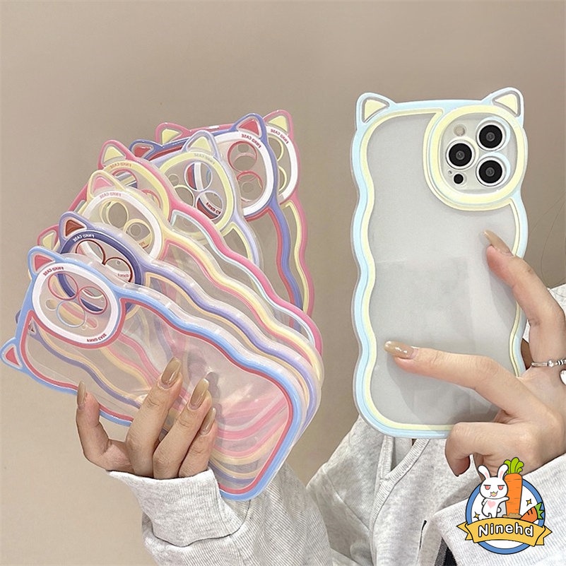 Soft Case Pelindung Bahan Silikon Transparan Gaya Korea Untuk iPhone 14 13 12 11 Pro Max X Xr Xs Max 8 7 Plus