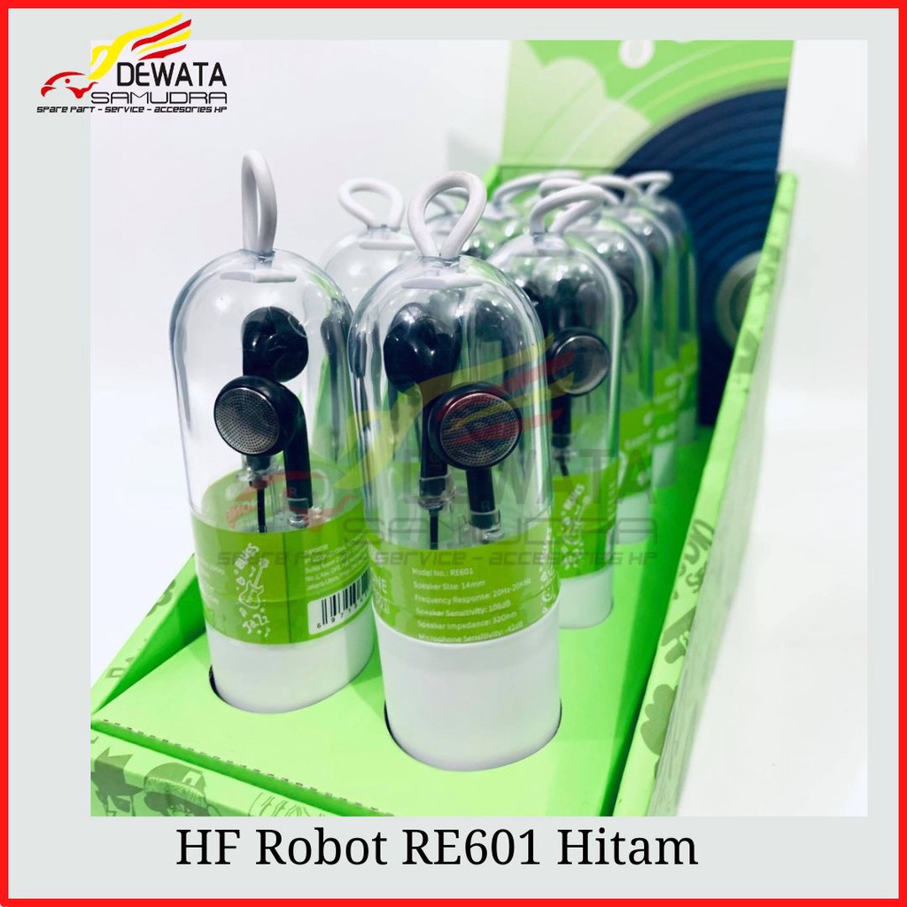Handsfree - Earphone - Headset - HF Robot RE601 Hitam