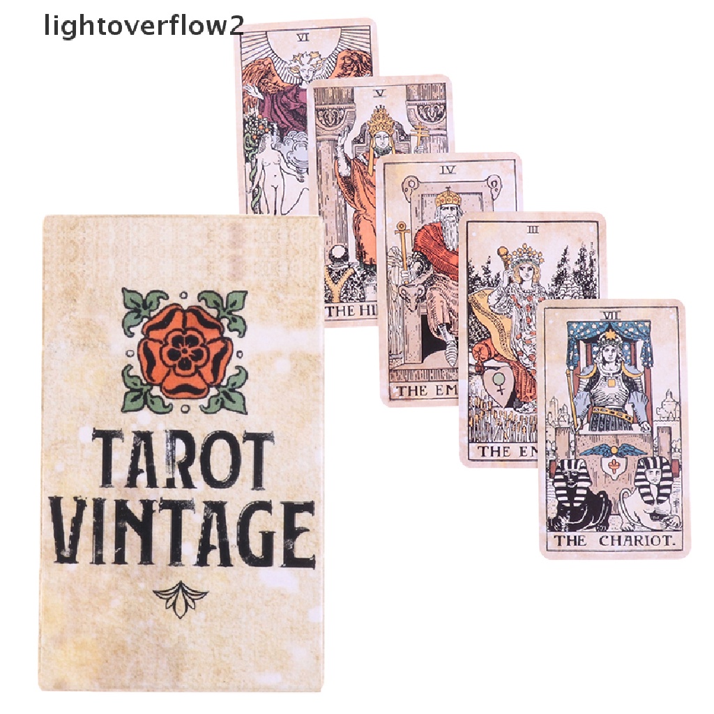 (lightoverflow2) Kartu Tarot Ramalan Ramalan Keluarga Gaya Vintage Untuk Pemula
