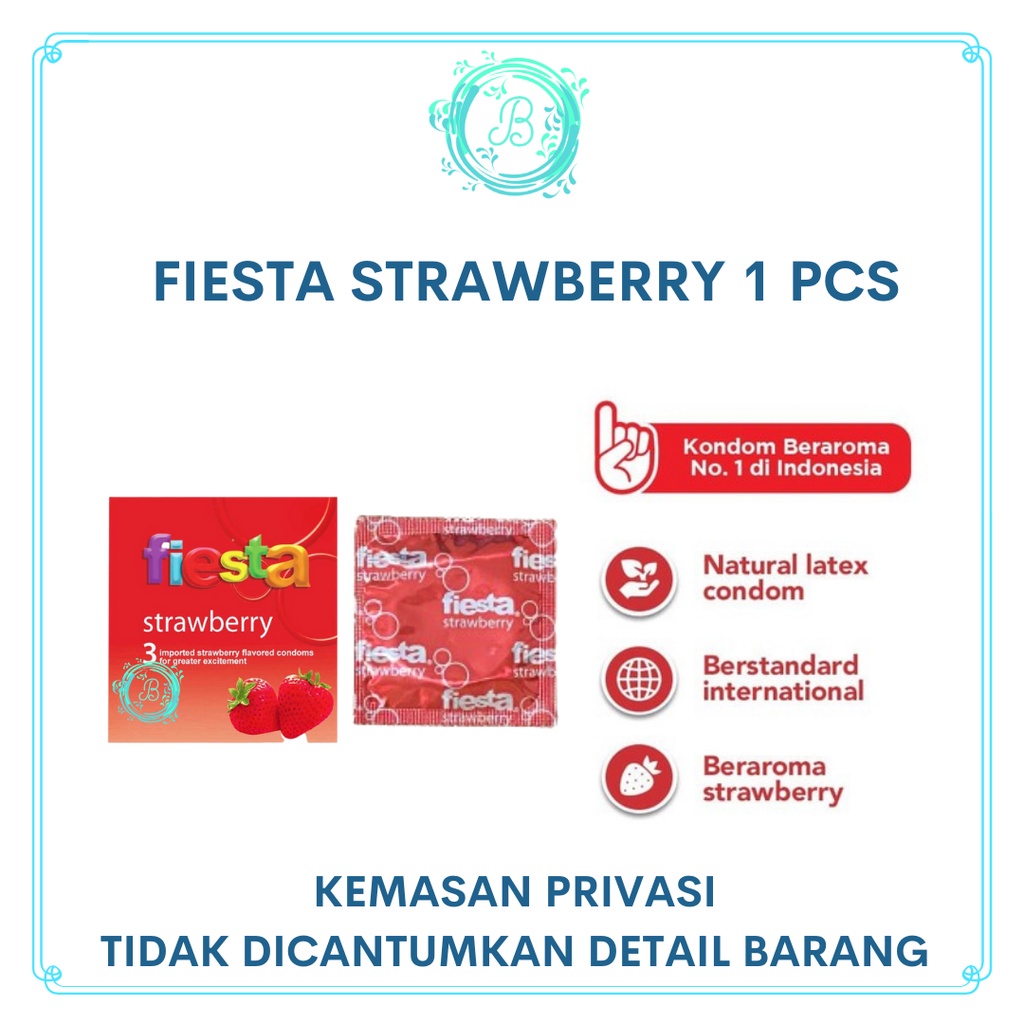 Fiesta Kondom Strawberry Kondom Fiesta Stoberi Kondom Aroma Buah