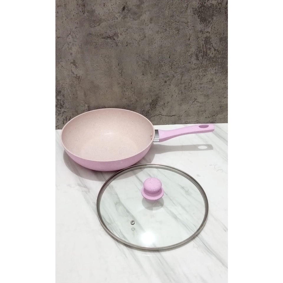 bolde wonder woman wok 28cm lid pink