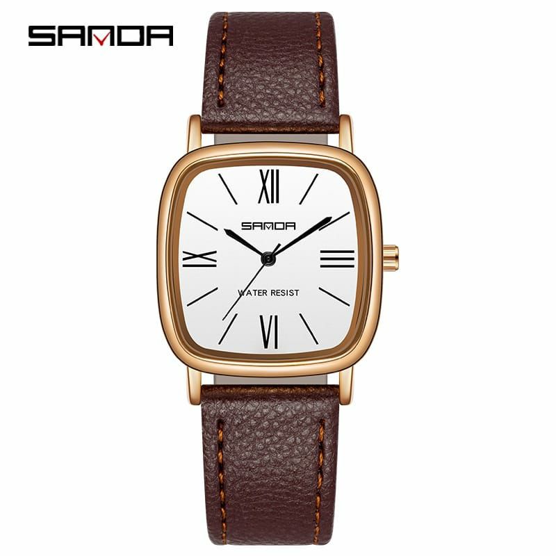 JAM TANGAN SANDA P1101 Jam Tangan Wanita Analog Classic Tali Kulit Quartz ANTI KARAT