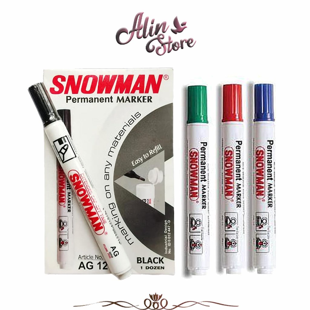 

Spidol Permanent Hitam, Biru, Merah AG - 12 Snowman