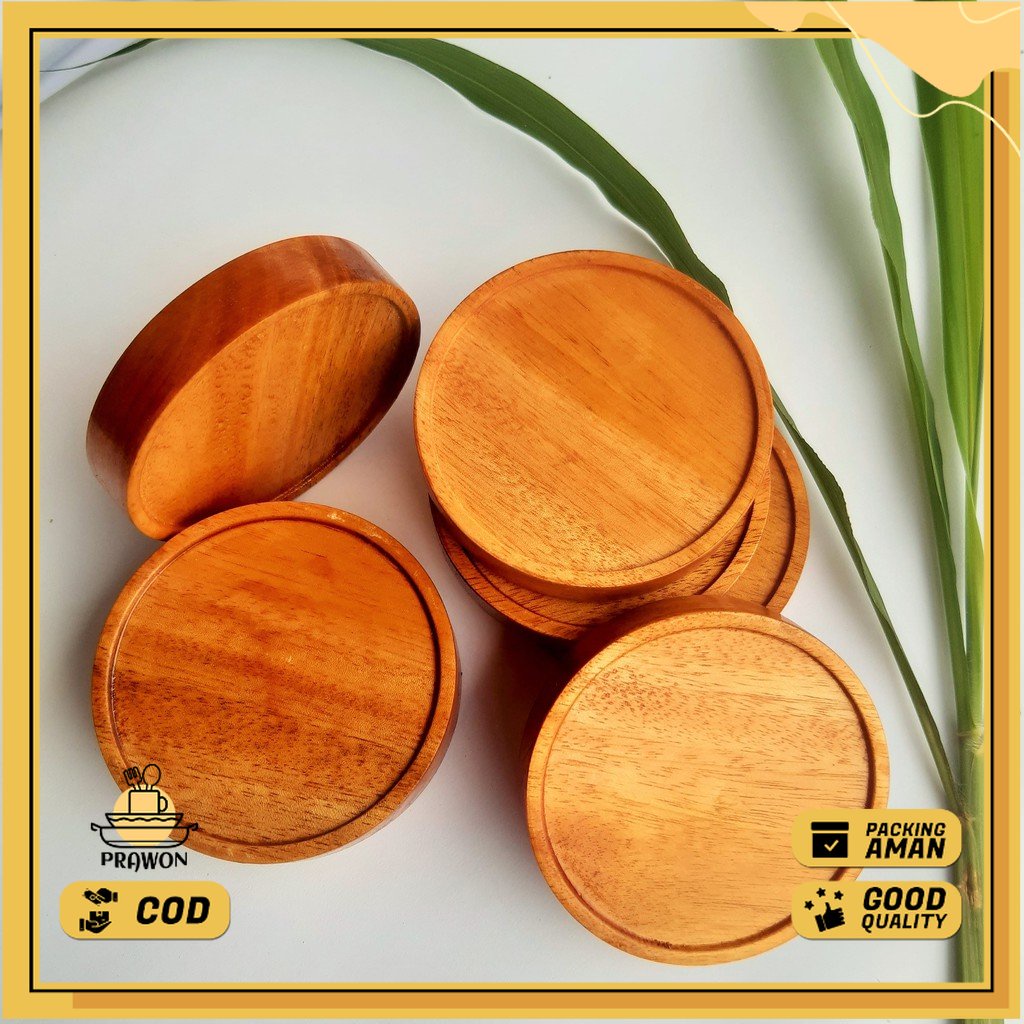 Tatakan Gelas Cangkir Kayu Mahoni Asli Original Anti Air Tahan Panas Lepek Gelas Kopi Wooden Coaster