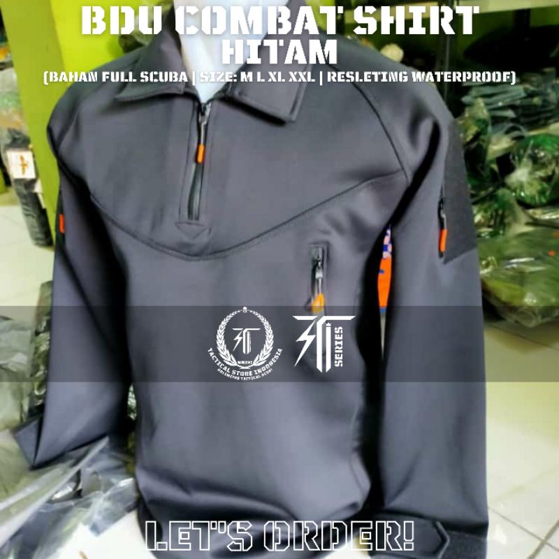 BDU Scuba Hitam - BDU Combat Shirt Full Scuba Lengan Panjang