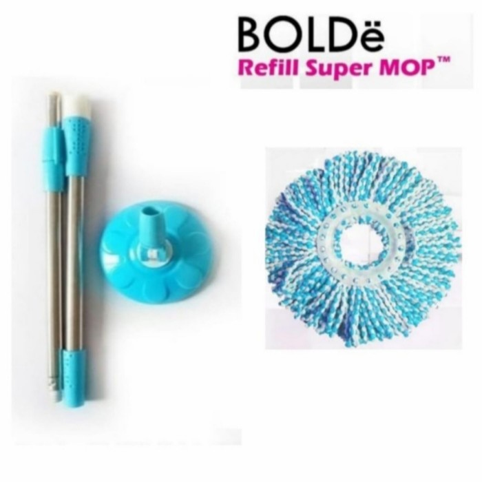 Pel Bolde Tongkat Pel Gagang Handle Set Super Mop Dengan Refill Super Mop
