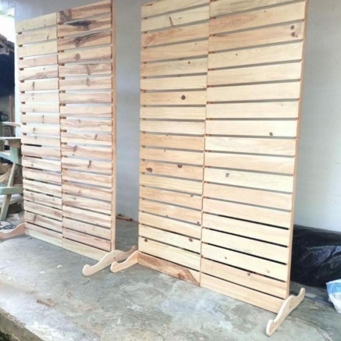 Penyekat Pagar Pembatas Kayu Ruangan Sketsel Jati Belanda ( 1 Panel )