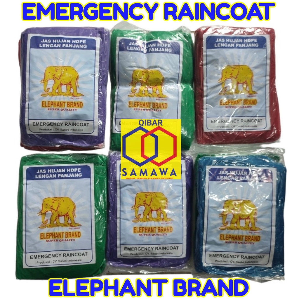 Jas hujan HDPE Plastik Lengan Panjang Elephant Brand Emergency Raincoat