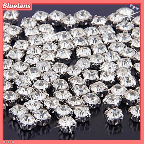 100 Pcs Manik-Manik Berlian Imitasi Lapis Perak Untuk Dekorasi Jahit Perhiasan