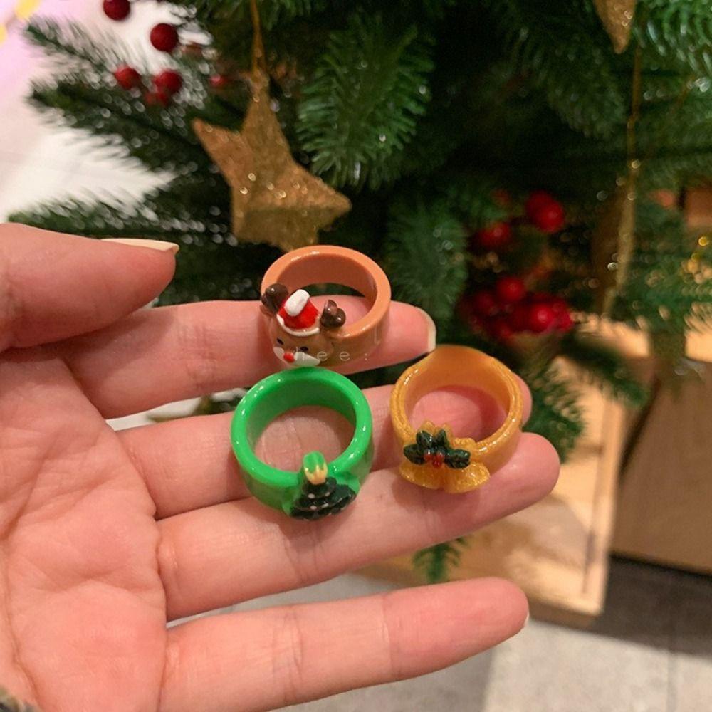 Mxbeauty Cincin Natal Lucu Kartun Festival Perhiasan Hadiah Santa Claus Vintage Jari Rings