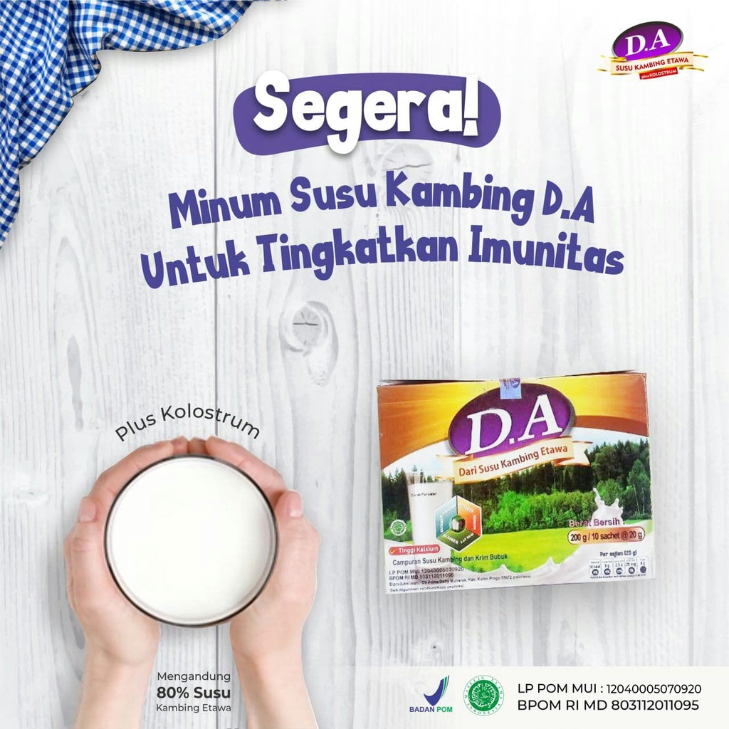 

Promo Susu Kambing Etawa D.A Plus Kolostrum Dari Susu Kambing Etawa Asli