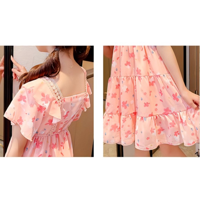 CHUBBI 65 Dress Anak Baru Gede Perempuan Chiffon Flower Kesli