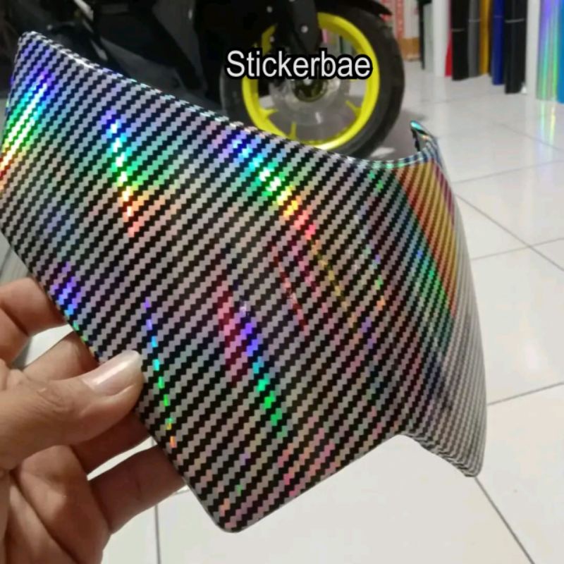 skotlet karbon hologram pelangi stiker carbon kevlar holo motor mobil