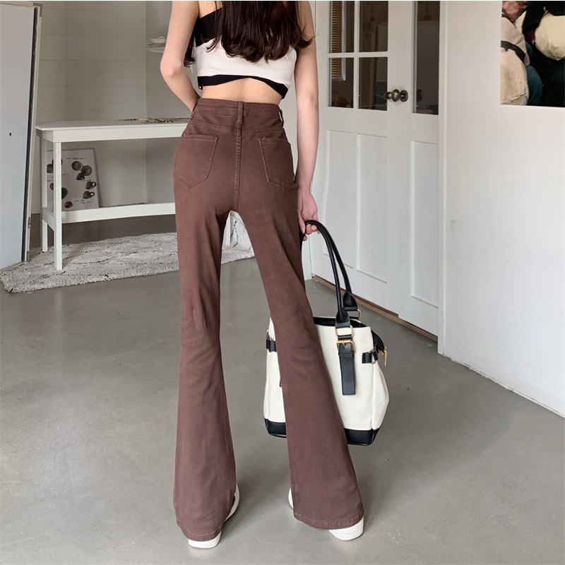 New coklat high waist cutbray celana jeans panjang wanita