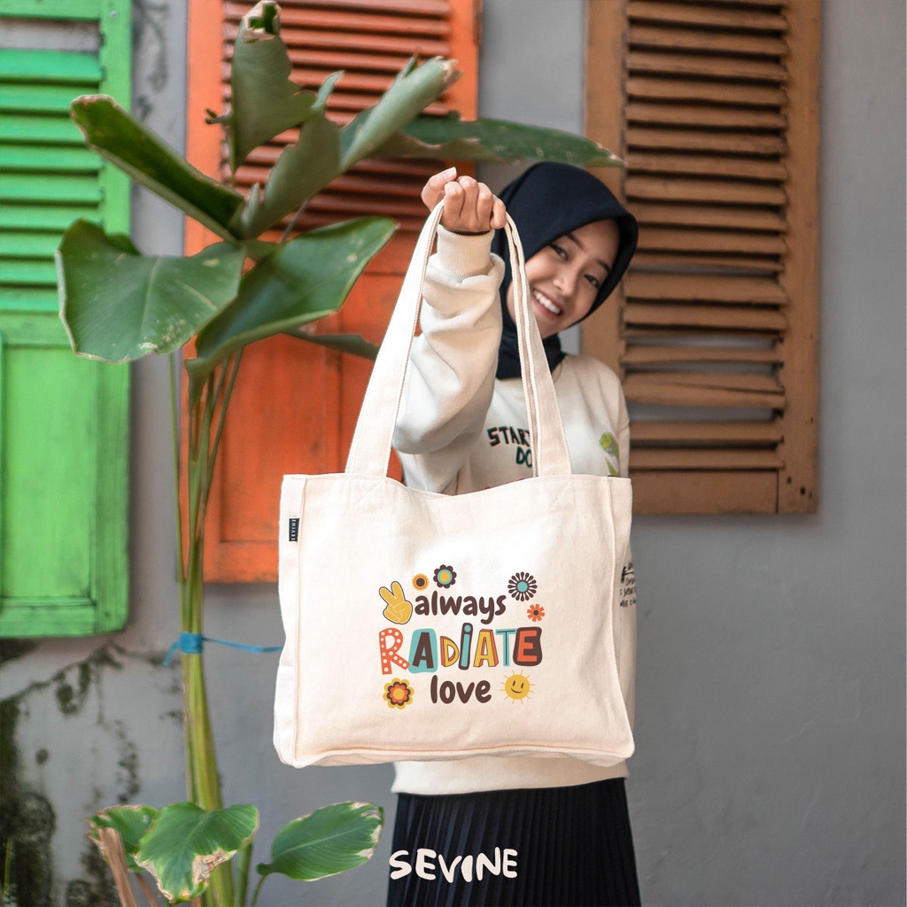 Sevine Totebag Kanvas Daisy Tas Wanita Tote Bag Kantong Laptop Kuliah Sekolah Kerja Y2K Quotes Aesthetic - KS